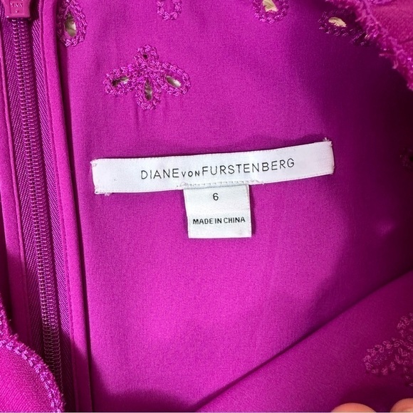 Diane von Furstenberg Dress Sz 6 Caralyn Cutout A-Line Magenta - Picture 11 of 16